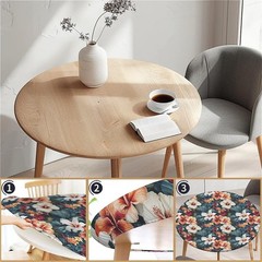 Round Fitted Tablecloth with Elastic Edge, 36″-60″ Waterproof Stain Resistant Ta