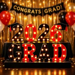 2026 Graduation Decorations, Light Up Letters «GRAD 2026» Sign, Graduation Pa…