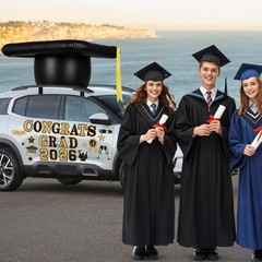 27pcs Graduation Car Decoration Set – Inflatable Cap, Magnetic Decor for Class o