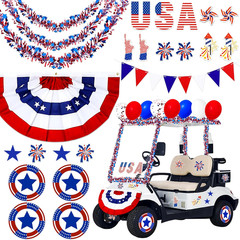 34-Piece Independence Day Golf Cart Decoration Kit – Red, White, Blue Decor
