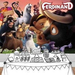 Ferdinand the Bull Party Decor Birthday Backdrop Banner Cartoon Vinyl 7x5ft