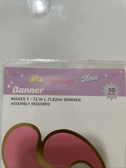 It’s Party Time String Banner Retro Font 72” Pink Blue Yellow Trimmed In Gold