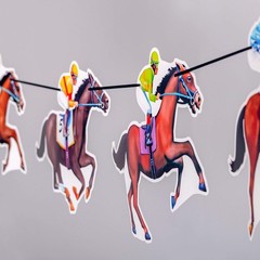 Kentucky Party Derby Day Banners Supplies Horse 10.2″ x 7.1″, Black