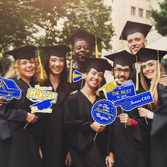 2026 Graduation Photo Booth Props, Blue Gold Graduation Photo Booth Prop, Funny