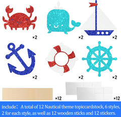 12Pcs Glitter Nautical Centerpiece Sticks Nautical Birthday Party Centerpiece De