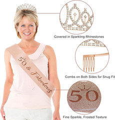 50Th Birthday Decorations for Women, Happy 50Th Birthday Banner Crown Sash | 33P