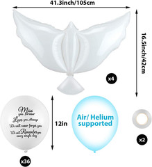 Skylety 36 Pcs Memorial Balloons with 4 Peace Dove Balloons to Release in Sky Re