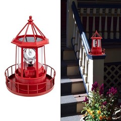 Outdoor Patio Solar Lighthouse Rotating LED Garden Light for Lawn Decoration