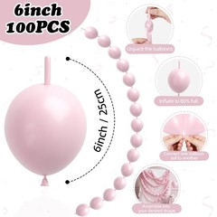 Pastel Pink Linking Balloons,100pcs 6 Inch Quick Link Long Balloons for Tying…