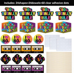 24 Pack 80s Retro 1980s Table Centerpiece Sticks Party Decorations Props Set Fun