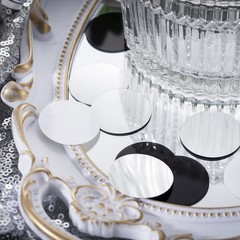 300 PCS Black White Silver Table Confetti Metallic Circle 1.2 Inch