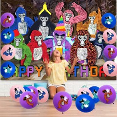 Gorilla Tag Birthday Decor Party Supplies Plate Balloon Cake Topper Banner 5x3ft