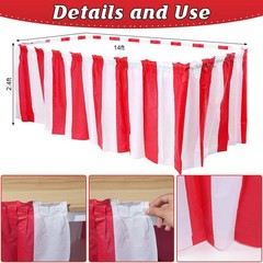 1 Pack Carnival Table Skirt Party Decorations, Red and White Striped Table Sk…