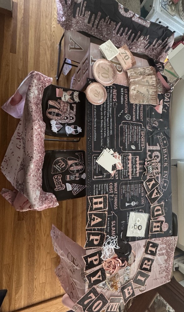 70th Birthday Decorations(Rose-Gold&Black)