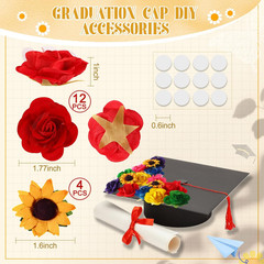 30 Pcs DIY Graduation Cap Decorations Kit Included 3D Butterfly Faux Assorted Fl