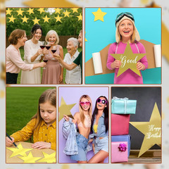 Gold Star Cutouts,100Pcs Star Cutouts, 6″ Double Printed Paper Stars,Cardboard f