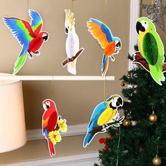 10PCS Tropical Birds Honeycomb Paper Cutouts Parrot Luau Party Decorations