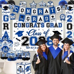 Graduation Decorations 2026 Set Black and Blue – Dark