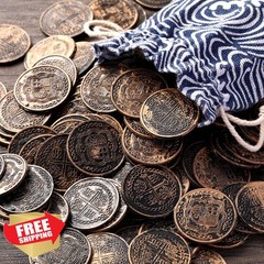Chivao 300 Pcs Bronze Coins Plastic Treasure Pirate Coins Fake Toy Carnival S…