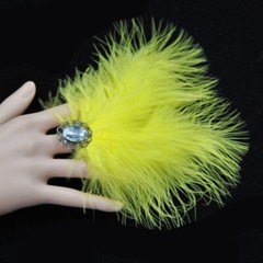 1PC Furry Feather Rhinestone Adjustable Ring Glitter Party Clubwear Bar Show New