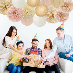 Party Decorations Kit Includes Tissue Flowers Lanterns for Boho Fall Rustic