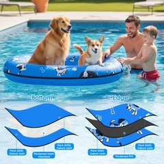 pdpdoc 61″x 43″ Dog Pool Float Raft with Handle & Rope, Heavy Duty Inflatable…