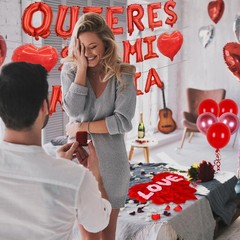 16 Inch Red Heart Balloons & 18 Inch Foil Alphabet Balloons with 1200 Rose Petal