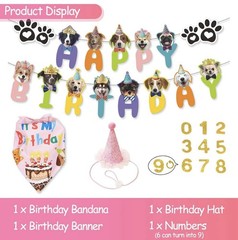 Dog birthday party decorations Dog birthday hat dog birthday banner, bandana