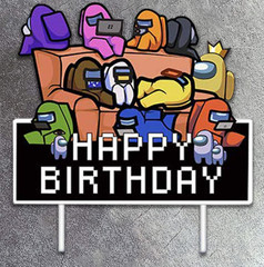 Party Props Among Us Birthday Decoration Set – Balloons Banner & Cake Toppers