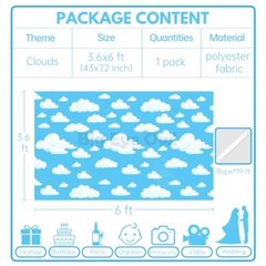 Blue Sky White Clouds Backdrop Cartoon Kids Newborn Birthday Party Photography