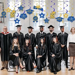 16 PCS Blue and Gold Graduation Decorations Class of 2026,