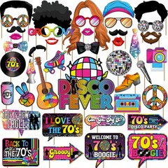 42pc 70s Photo Booth Props, 1970s Party Decorations Disco Photo Booth Props, …