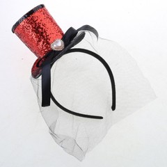 Skull Headpiece with Sheer Veil Adjustable Halloween Skull Headband for Women