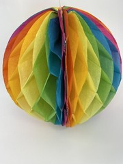 Vintage Multicolor Honeycomb Tissue Paper Ball Decor Lot of 3 14” Diameter