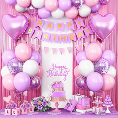 Pink Orange Party Decorations,Birthday Decorations with Hot Pink Orange Gold Bal
