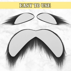 2 Pcs Fake Mustache Eyebrows Black Fake Beard Self Adhesive Stick on Mustache…