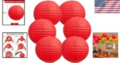 High-Quality 8-Inch Red Round Paper Lanterns for Weddings & Parties – 6 Count