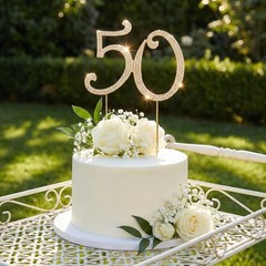 50 Cake Topper 50th Birthday Sparkly Rhinestone Cake Decoration, Sparkly Bli…