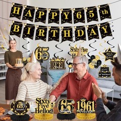 Yoyuspy 65th Birthday Decorations for Men Women, Black and Gold 65