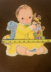 (4) Vintage 1977 Beistle Baby Shower Decor Paper Cut Outs Yellow Pink Blue EUC