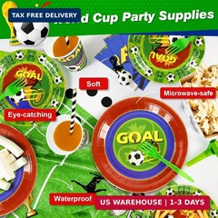 251PCS Soccer Party Decorations Serve 50 World Cup 2026 Soccer Ball Birthday Pla