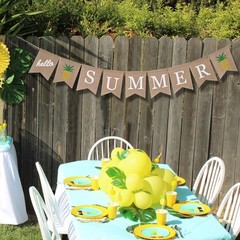 summer banner, hello summer banner, pineapple banner, summer bunting, burlap …