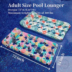 2 Pack Pool Floats Adult, Oversized Inflatable Pool Float Loungers for Adults