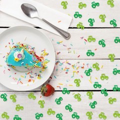 120 PCS Green Glitter Tractor Shaped Farm Party Table Scatter Confetti