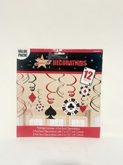 CASINO NIGHT SWIRL DECORATIONS (12) ~ Value Pack Party Supplies Multicolor – NEW