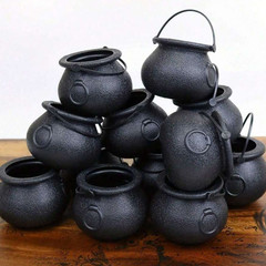 12pcs Mini Cauldron Kettles Novelty Candy Holder Halloween Witches Cauldron Pot
