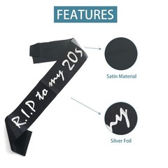 Black White RIP To My 20s Birthday Sash 30th Funeral Youth Party Decor