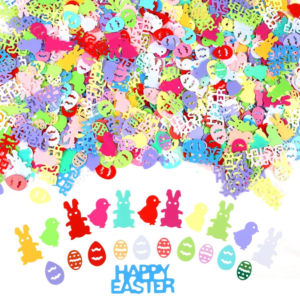 1800 PCS Easter Confetti Egg Bunny Chick Glitter Foil Scatter Table Party