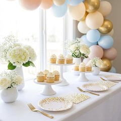 Party Supplies 100 pcs for 25 Guests, Stylish Foil Polka Dots Paper Plates 9 …