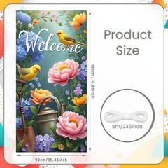 Spring Flower Bird Welcome Door Cover Decorations Floral Peony Hydrangea Yell…